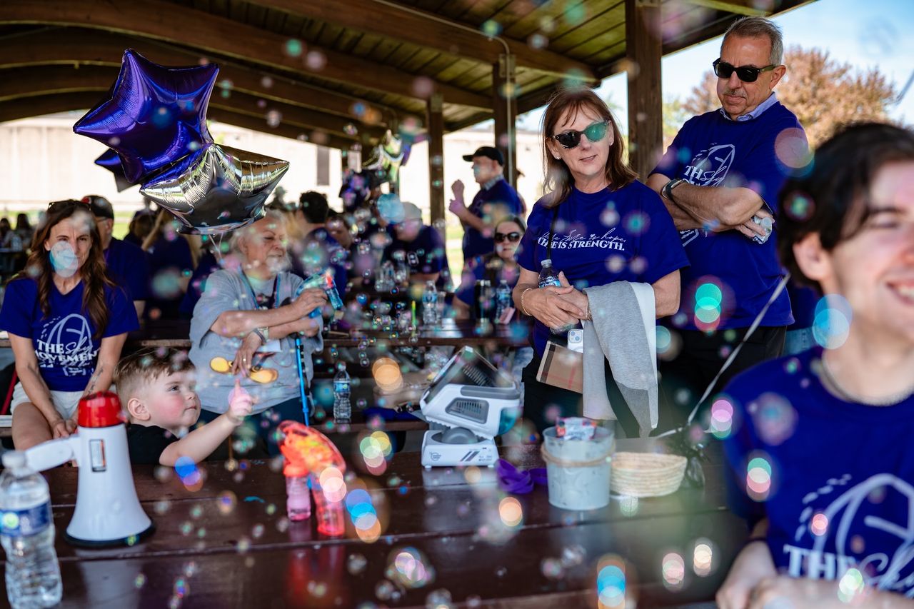 Bubbles at the post-walk picnic pavilion