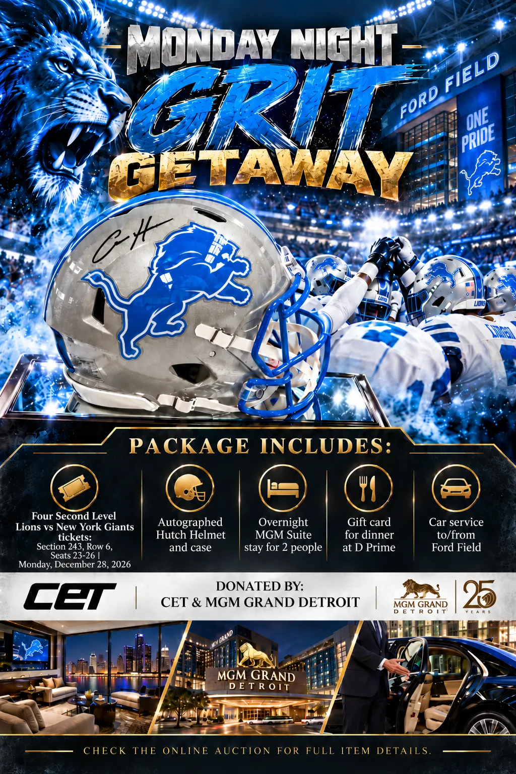 Monday Night Grit Getaway auction poster